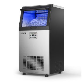 Commercial Ice Maker Machine with Pump, 100 lbs/24h with 30 lbs Storage Capacity, Built-in/Freestanding/Under Counter