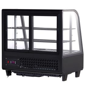 Refrigerated Display Case, 3.5 Cu.Ft./100L, 2-Tier, Countertop Pastry Display Case Commercial Display Refrigerator with LED Lighting, TURBO Cooli
