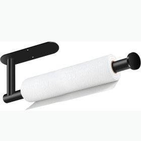 Black Under-Cabinet Paper Towel Holder - Self Adhesive & Drill Mount Stainless Steel Organizer (Option: BLACK)