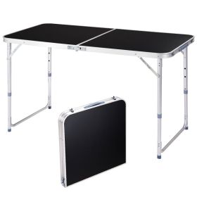 4FT Portable Aluminum Folding Table (Option: BLACK)
