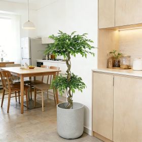 5.2FT Artificial Ficus Tree, Lifelike Faux Banyan Tree with Pot for Home, Office Patio Decor, 1pc/set (Option: GREEN)
