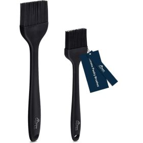 2-Pack Silicone Basting & Pastry Brushes Heat Resistant BPA-Free Oil & Sauce Spreader For BBQ, Baking & Cooking Black, 10.3 (Option: BLACK)