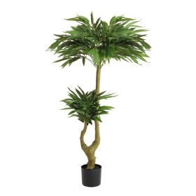 5FT Artificial Willow Tree Tall Fake Potted Plant Faux Green Silk Tree with Black Plastic Pot for Indoor Home Office Living Room Bedroom Decorati (Option: GREEN)