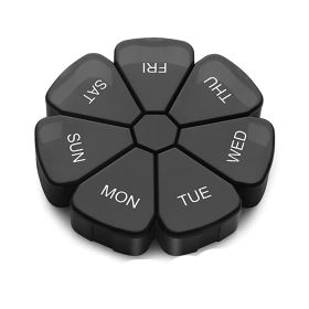 1pc Large Weekly Pill Organizer; 7 Day Portable Pill Box Case For Vitamin; Cod Liver Oil; Pills; Supplements; Flower Medicine Organizer-Arthritis (Color: Black Transparent)