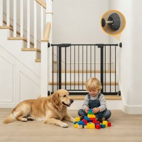 29.5-45.3" Wide Baby Gate with wall protector for Stairs, Dog Gate Indoor for Doorways, No Drilling Pressure Mounted Pet Gates for Kids, Easy Wal (Option: BLACK)